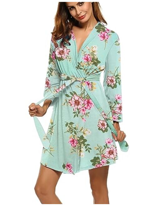 Hotouch Women Kimono Robes Cotton Lightweight Robe Short Knit Bathrobe Soft Sleepwear Ladies Loungewear S-XXL