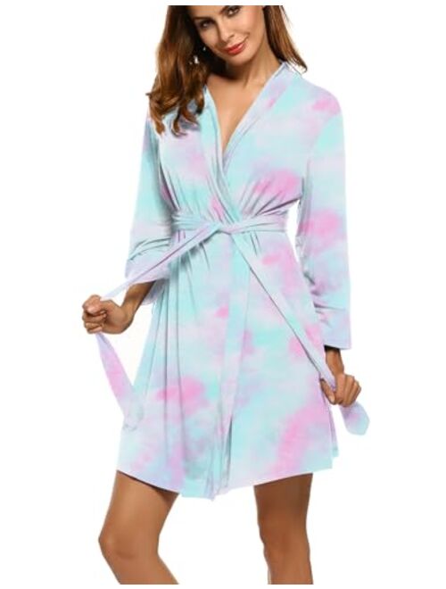 Hotouch Women Kimono Robes Cotton Lightweight Robe Short Knit Bathrobe Soft Sleepwear Ladies Loungewear S-XXL