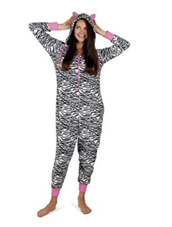 Totally Pink Women's Warm and Cozy Plush Adult Onesies for Women One Piece Novelty Pajamas