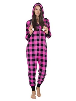 Totally Pink Women's Warm and Cozy Plush Adult Onesies for Women One Piece Novelty Pajamas