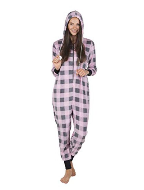 Totally Pink Women's Warm and Cozy Plush Adult Onesies for Women One Piece Novelty Pajamas