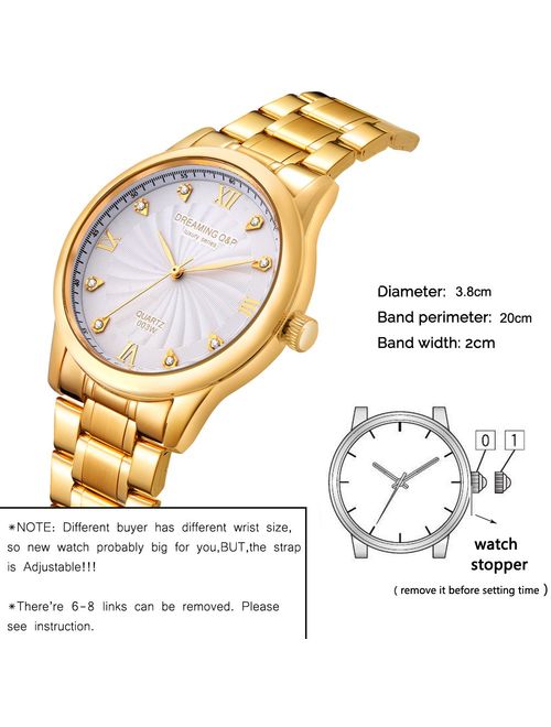 IP Gold Plating Steel Roman Numeral Dial with Rhinestones Mens Wrist Watches for Man Black 003