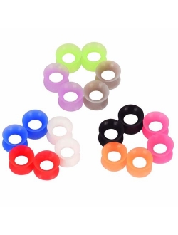 Longbeauty 22pcs/18pcs Soft Silicone Ear Gauges Plugs Flesh Tunnels Expander Stretchers Piercing Mixed Color Set