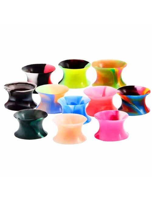 Longbeauty 22pcs/18pcs Soft Silicone Ear Gauges Plugs Flesh Tunnels Expander Stretchers Piercing Mixed Color Set