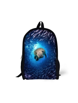 HUGS IDEA Under Animal Printed Children School Bag Blue Kids Backpack