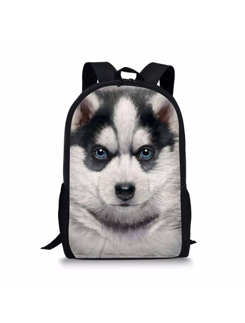 HUGS IDEA Under Animal Printed Children School Bag Blue Kids Backpack