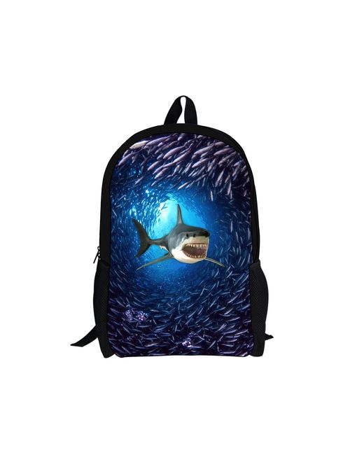 HUGS IDEA Under Animal Printed Children School Bag Blue Kids Backpack