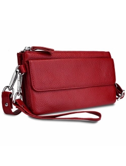 YALUXE Women's Leather Clutch Smartphone Wristlet Crossbody with RFID Blocking Card Slots