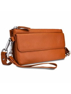 YALUXE Women's Leather Clutch Smartphone Wristlet Crossbody with RFID Blocking Card Slots