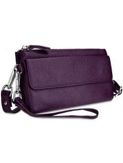 YALUXE Women's Leather Clutch Smartphone Wristlet Crossbody with RFID Blocking Card Slots