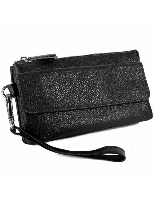 YALUXE Women's Leather Clutch Smartphone Wristlet Crossbody with RFID Blocking Card Slots