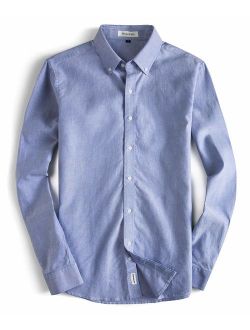 MUSE FATH Men's Oxford Dress Shirt-Cotton Casual Regular Fit Long Sleeve Shirt