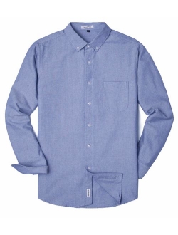 MUSE FATH Men's Oxford Dress Shirt-Cotton Casual Regular Fit Long Sleeve Shirt