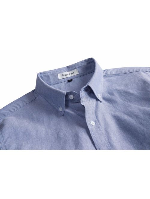 MUSE FATH Men's Oxford Dress Shirt-Cotton Casual Regular Fit Long Sleeve Shirt