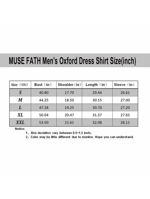 MUSE FATH Men's Oxford Dress Shirt-Cotton Casual Regular Fit Long Sleeve Shirt