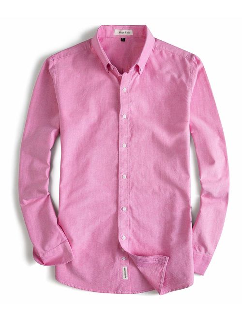 MUSE FATH Men's Oxford Dress Shirt-Cotton Casual Regular Fit Long Sleeve Shirt