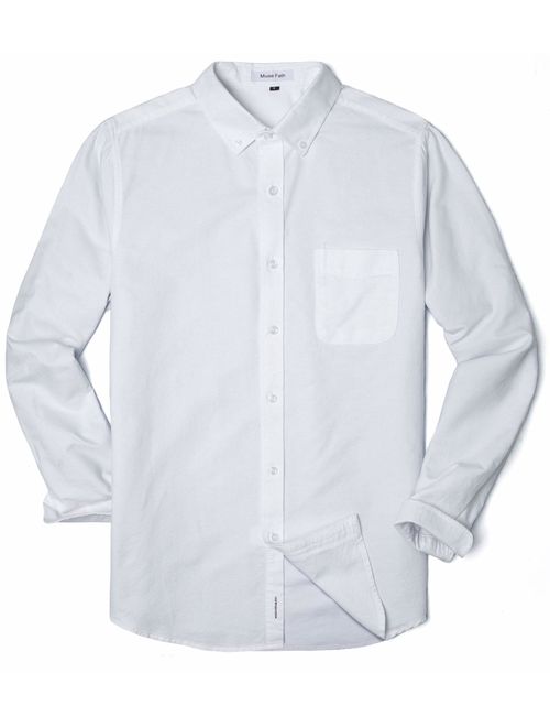 MUSE FATH Men's Oxford Dress Shirt-Cotton Casual Regular Fit Long Sleeve Shirt