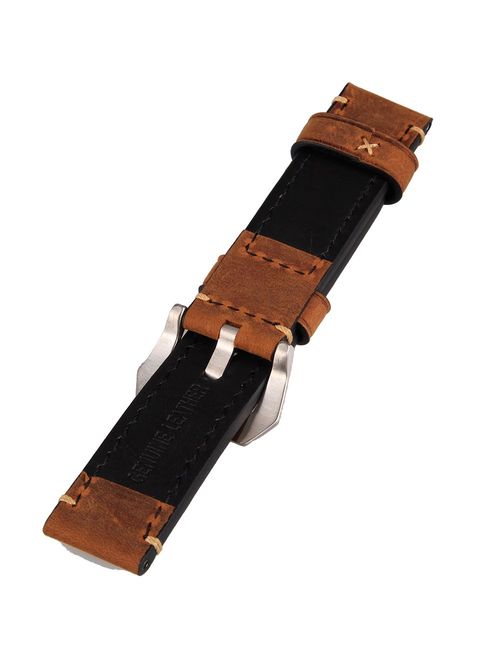 Brown 22mm Genuine Leather Wristwatch Watch Band Watchband Stainless Buckle