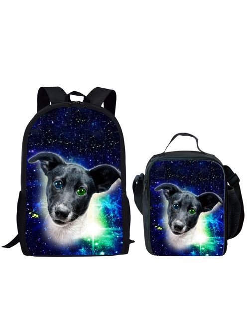 HUGS IDEA Cute Pocket Pet Printed Backpack Lunch Bag Set for Children