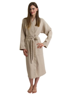 TowelSelections Turkish Cotton Waffle Bathrobe Kimono Waffle Robe