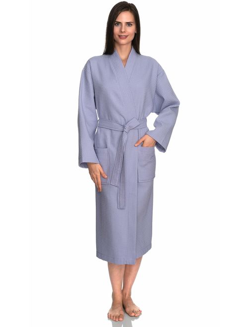 TowelSelections Turkish Cotton Waffle Bathrobe Kimono Waffle Robe