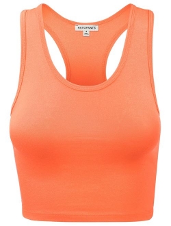 Women's Cotton Racerback Basic Crop Tank Tops