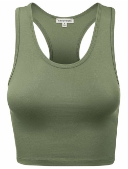 Women's Cotton Racerback Basic Crop Tank Tops