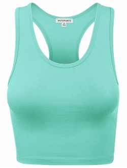 Women's Cotton Racerback Basic Crop Tank Tops