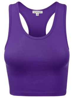 Women's Cotton Racerback Basic Crop Tank Tops