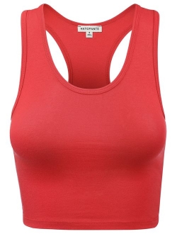 Women's Cotton Racerback Basic Crop Tank Tops