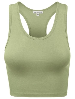 Women's Cotton Racerback Basic Crop Tank Tops