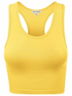 Women's Cotton Racerback Basic Crop Tank Tops