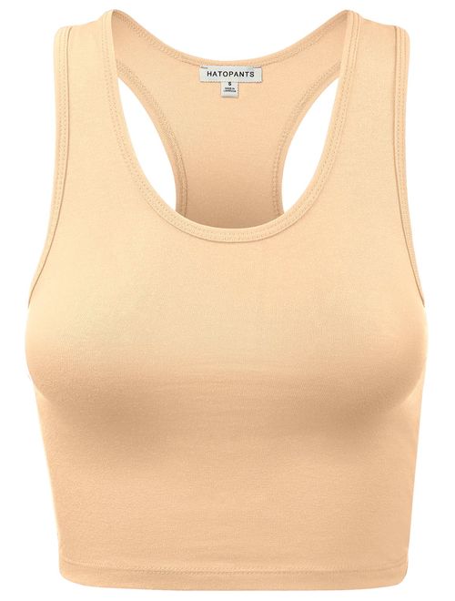 HATOPANTS Women's Cotton Racerback Basic Crop Tank Tops