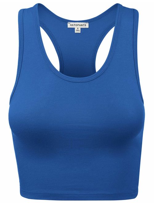 HATOPANTS Women's Cotton Racerback Basic Crop Tank Tops