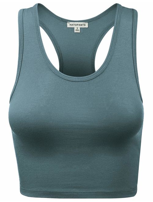 HATOPANTS Women's Cotton Racerback Basic Crop Tank Tops