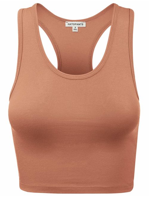 HATOPANTS Women's Cotton Racerback Basic Crop Tank Tops