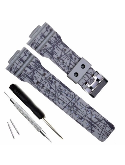 OliBoPo Natural Resin Replacement Watch Band Strap for Casio Mens G-Shock GD120/GA-100/GA-110/GA-100C