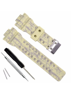 OliBoPo Natural Resin Replacement Watch Band Strap for Casio Mens G-Shock GD120/GA-100/GA-110/GA-100C