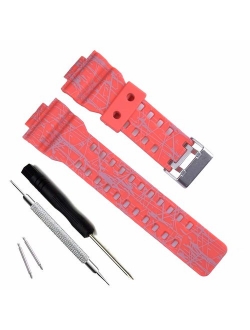 OliBoPo Natural Resin Replacement Watch Band Strap for Casio Mens G-Shock GD120/GA-100/GA-110/GA-100C