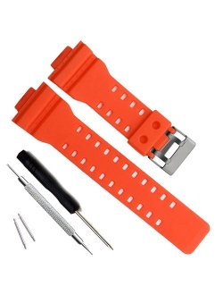 OliBoPo Natural Resin Replacement Watch Band Strap for Casio Mens G-Shock GD120/GA-100/GA-110/GA-100C