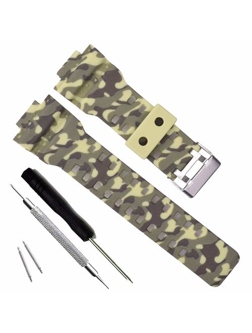 OliBoPo Natural Resin Replacement Watch Band Strap for Casio Mens G-Shock GD120/GA-100/GA-110/GA-100C