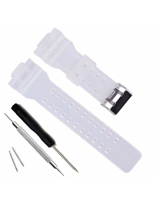 OliBoPo Natural Resin Replacement Watch Band Strap for Casio Mens G-Shock GD120/GA-100/GA-110/GA-100C