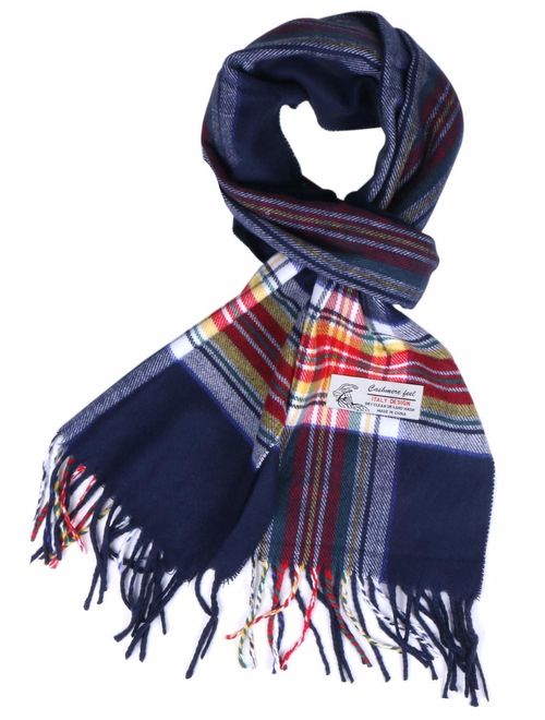 Plaid Cashmere Feel Classic Soft Luxurious Winter Scarf For Men Women