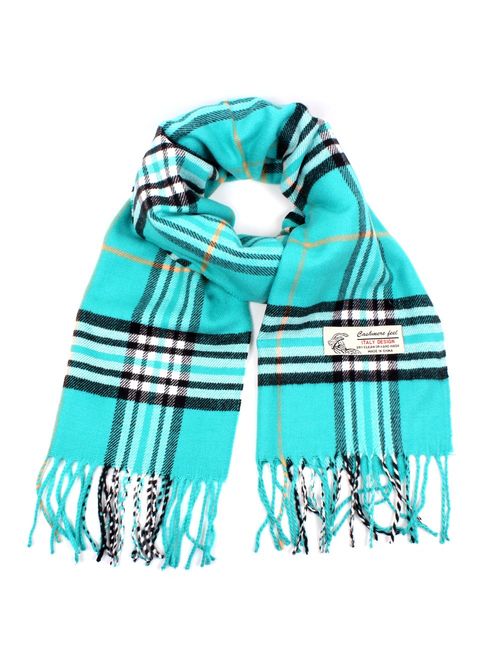 Plaid Cashmere Feel Classic Soft Luxurious Winter Scarf For Men Women