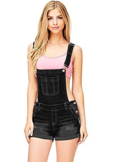 Wax Women's Juniors Cute Denim Overall Shorts