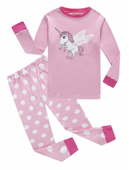 Family Feeling Zebra Little and Big Girls 2 Piece 100% Cotton Pajamas Sets Kids Pjs