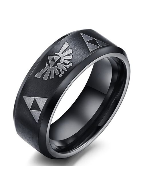 Nanafast 8mm The Legend of Zelda Triforce Ring, Stainless Steel Matte Finished Bands