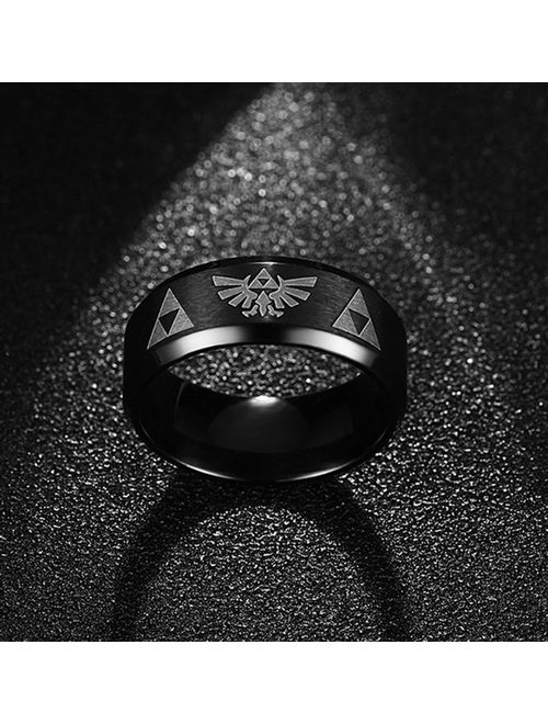 Nanafast 8mm The Legend of Zelda Triforce Ring, Stainless Steel Matte Finished Bands