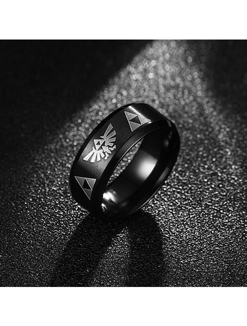 Nanafast 8mm The Legend of Zelda Triforce Ring, Stainless Steel Matte Finished Bands