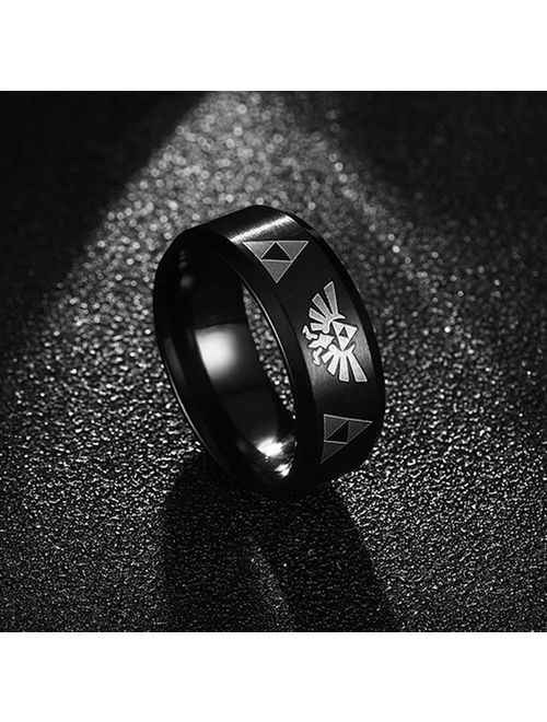 Nanafast 8mm The Legend of Zelda Triforce Ring, Stainless Steel Matte Finished Bands